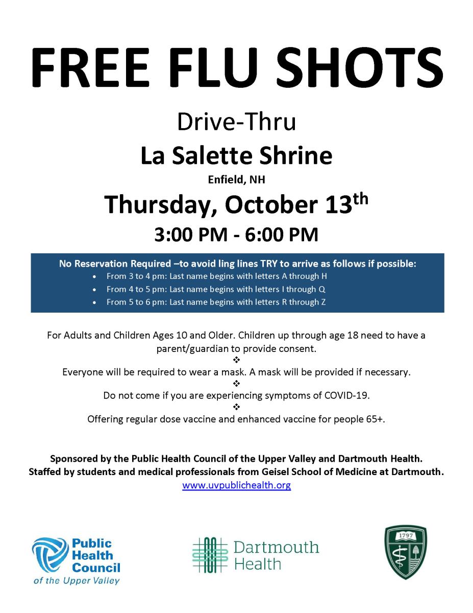Drive-Thru Free Flu Shots - LaSalette Shrine, October 13, 3-6 PM