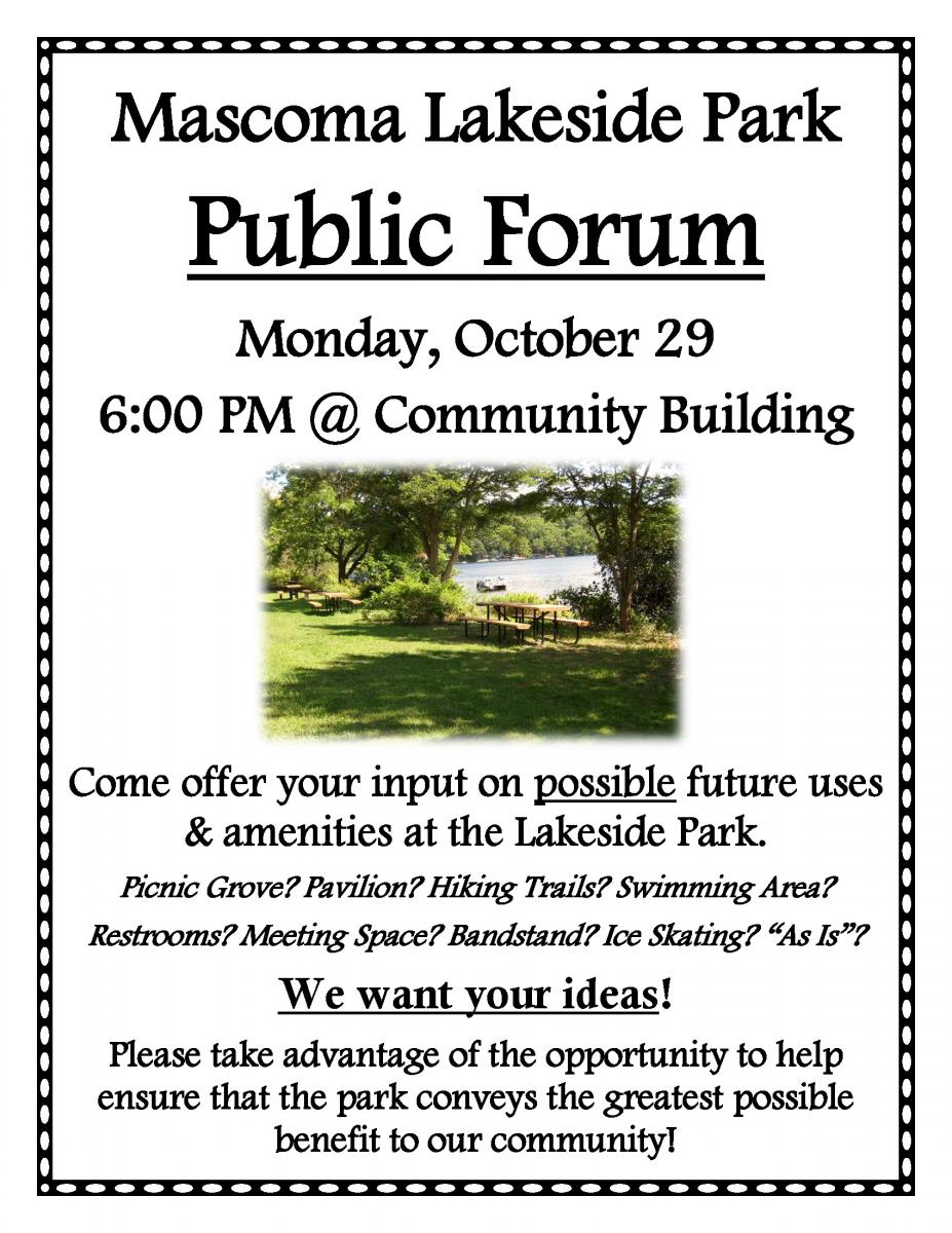 Mascoma Lakeside Park Public Forum