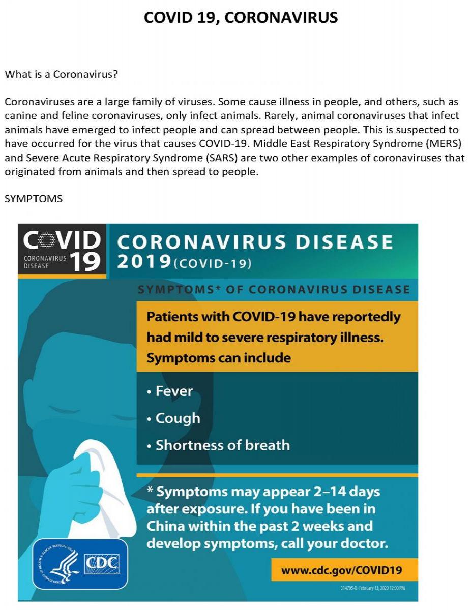 Coronavirus fact sheet